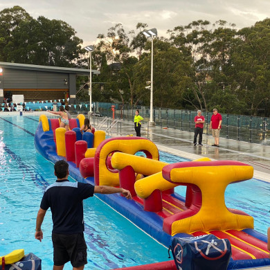 Waterpark blow ups at Hornsby Swim Club