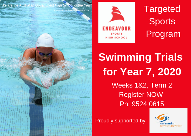 Endeavour Sports High School Swimming Trials are open for 2020