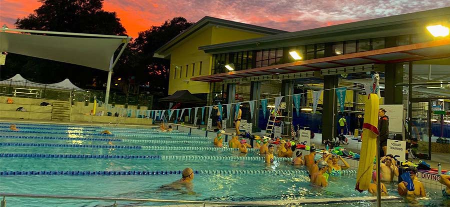 Hornsby Aquatic and Leisure Centre at night