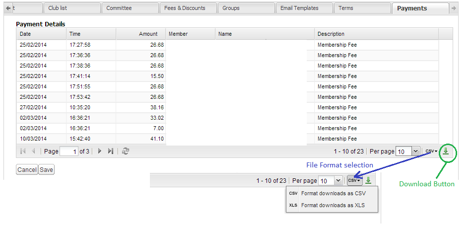 How does our club get paid fees5 List of club payments that can be exported