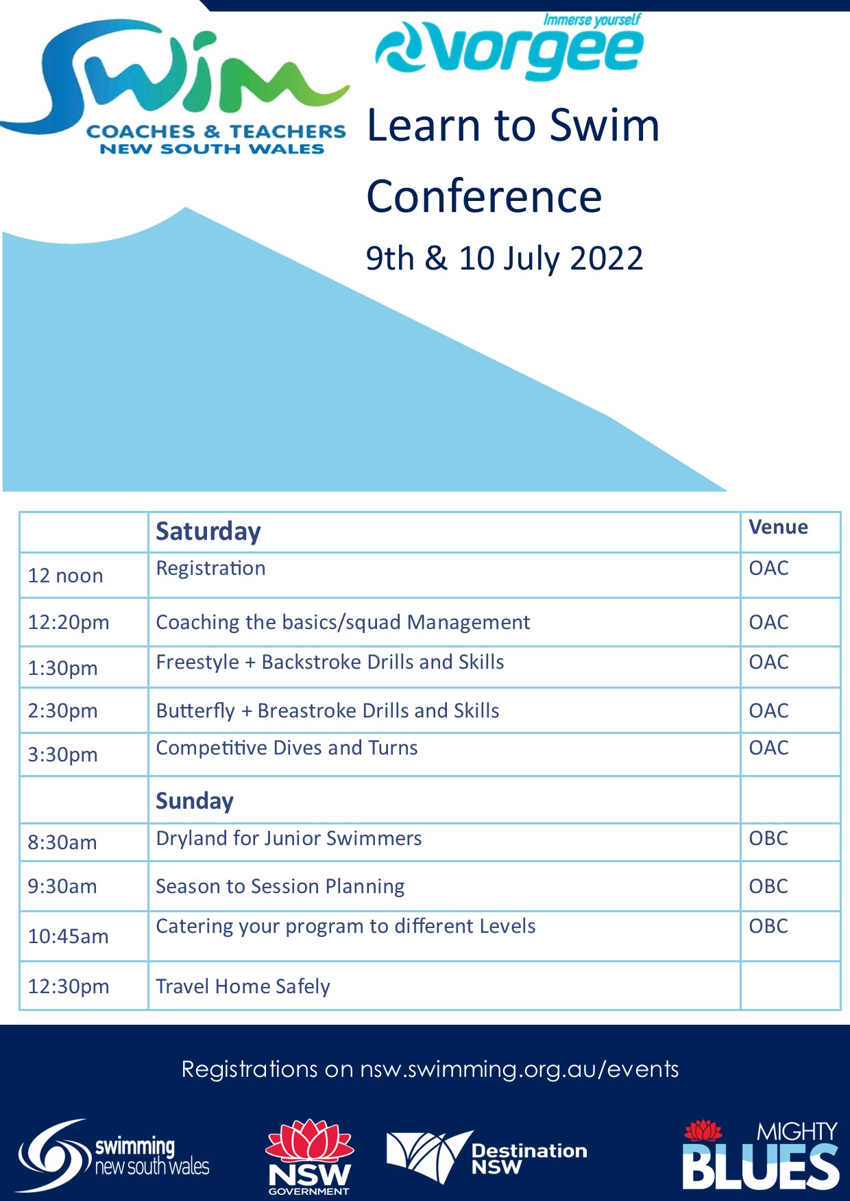 SCTA NSW 2022 Conference Learn to Swim Program