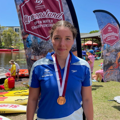 NSW State Open Water Squad Camp - Chloe medal
