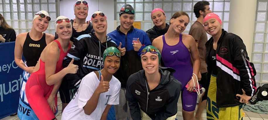 Relay Swimmers during finals session at senior state age